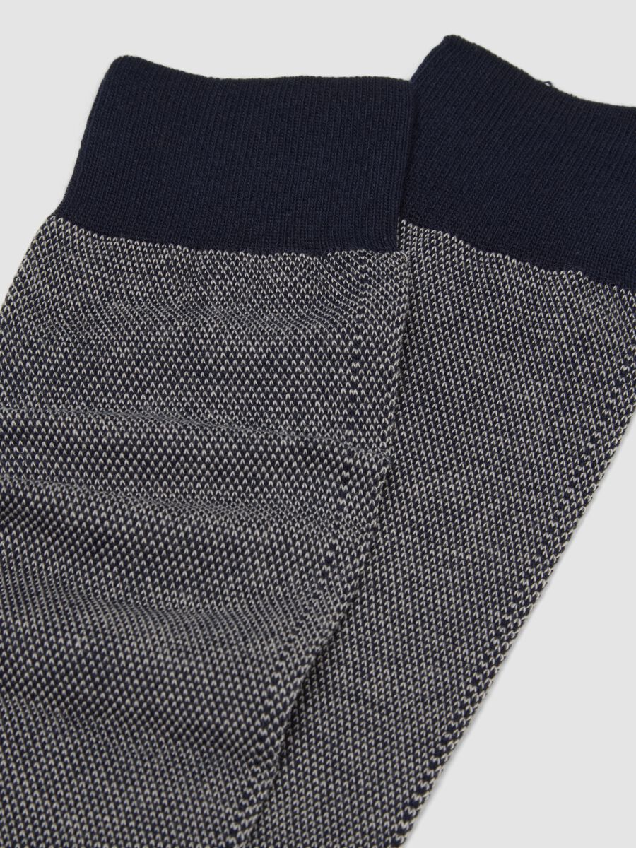 Navy blue long stretch cotton socks_1