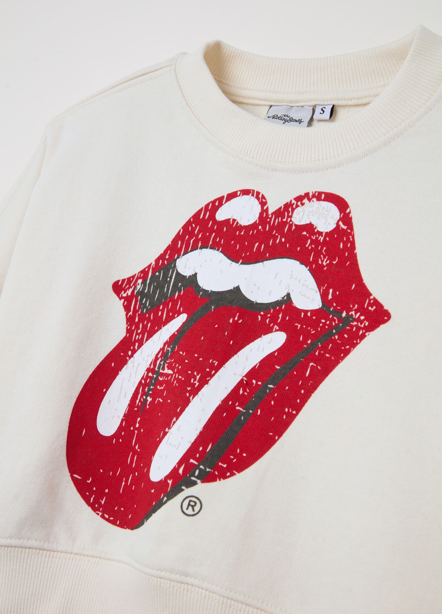 Crop sweatshirt with Rolling Stones print