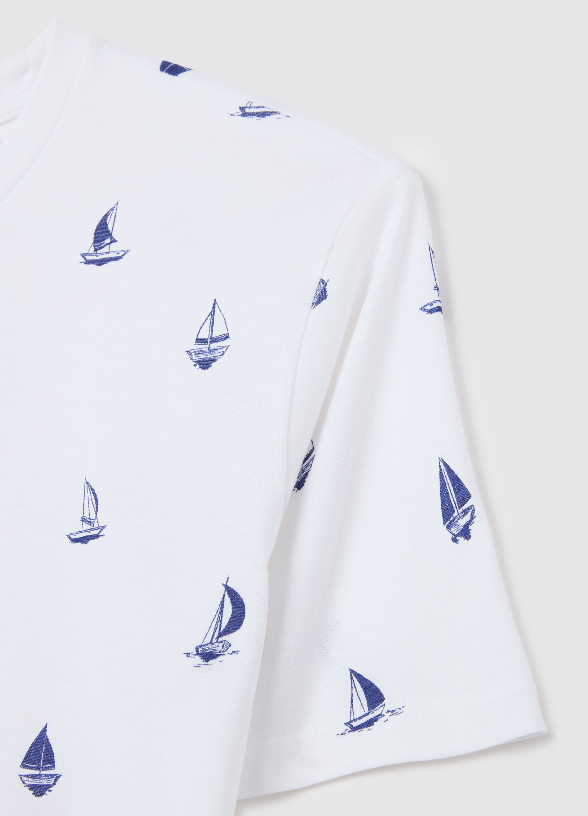 Completo pigiama da uomo in puro cotone bianco regular fit con fantasia