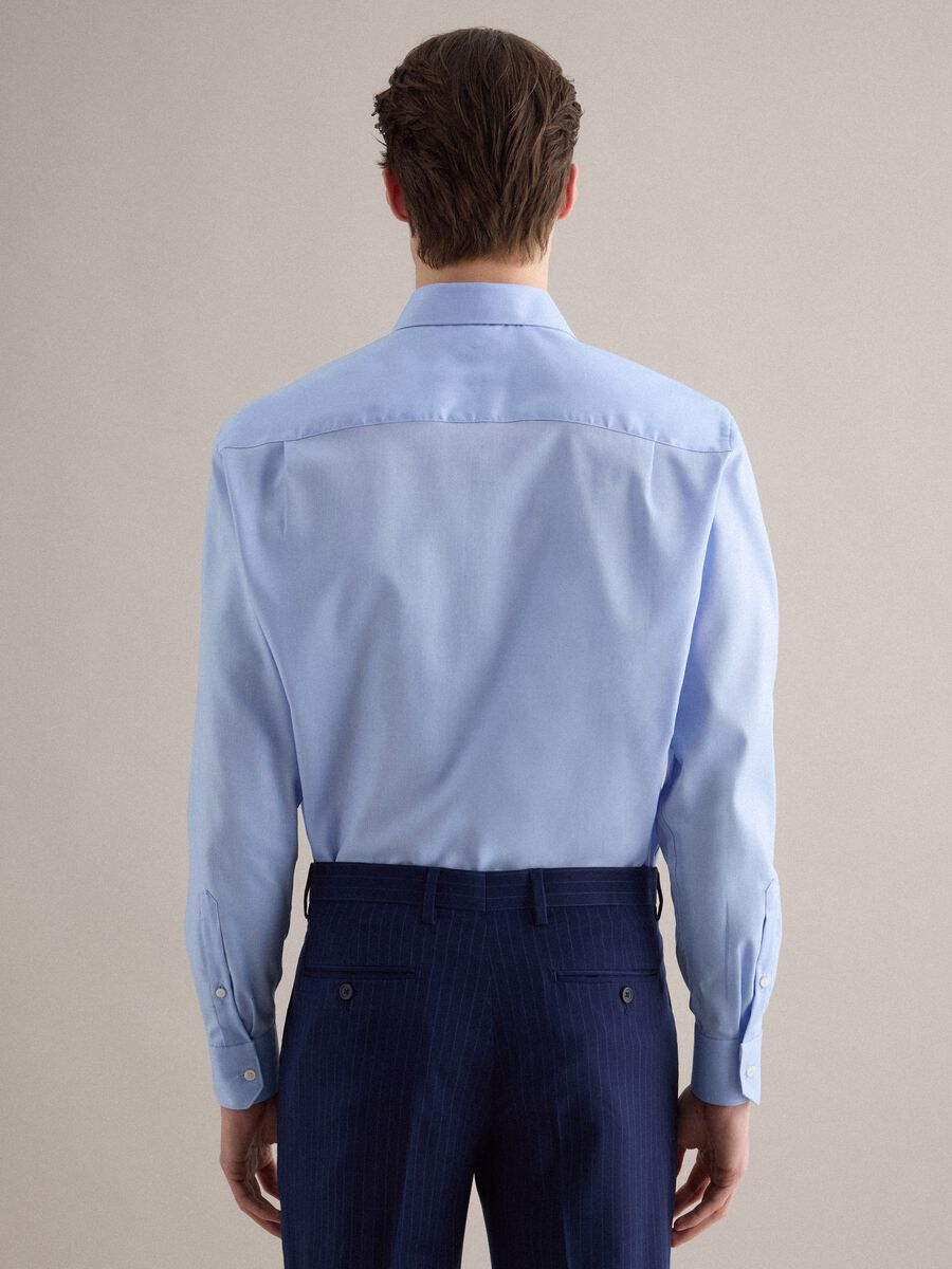 Blue pure cotton regular fit shirt_2