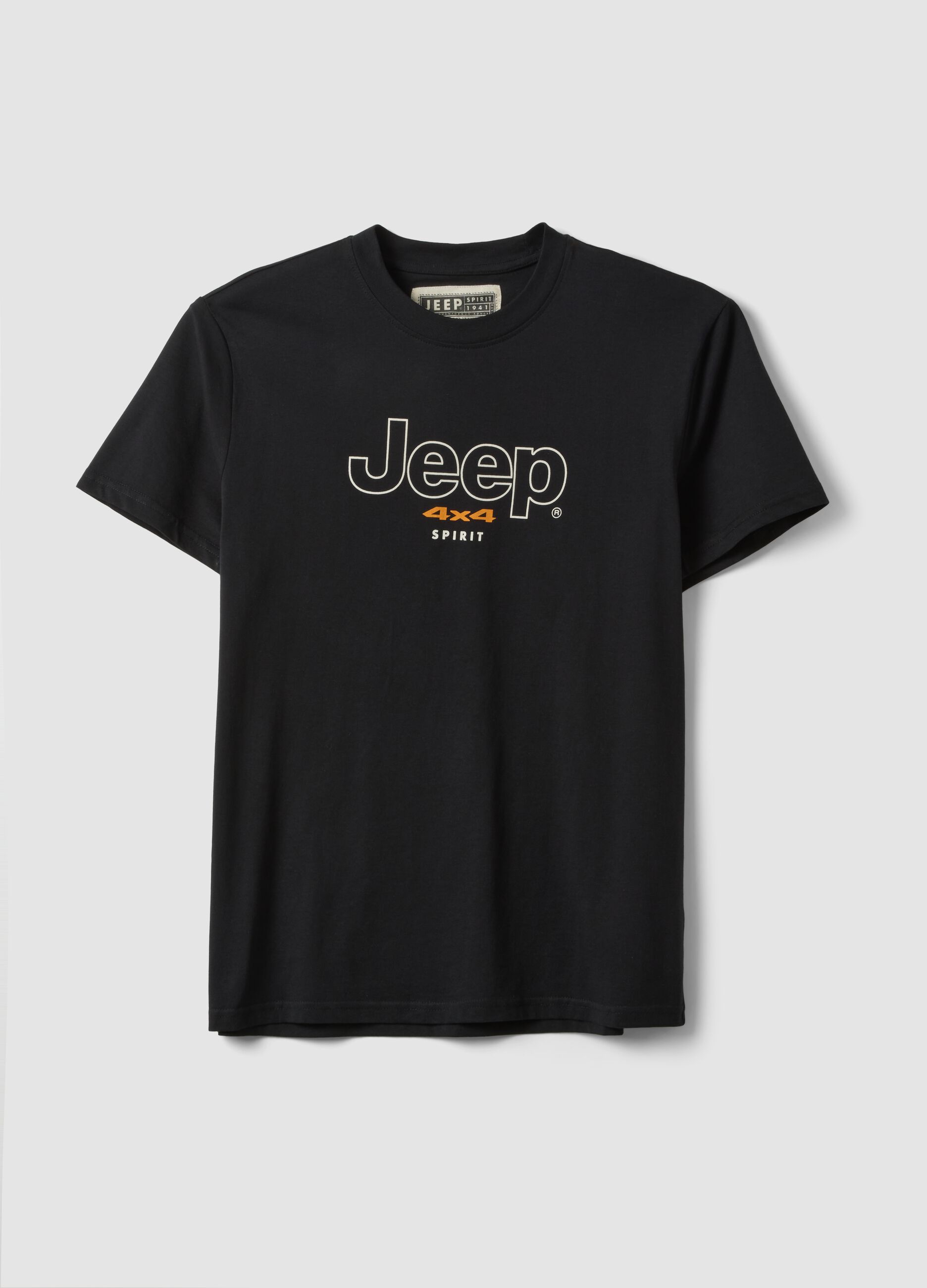 Black pure cotton regular fit t-shirt with print
