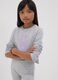 T-shirt crop grigia in puro cotone organico con collo a costine per ragazza_0
