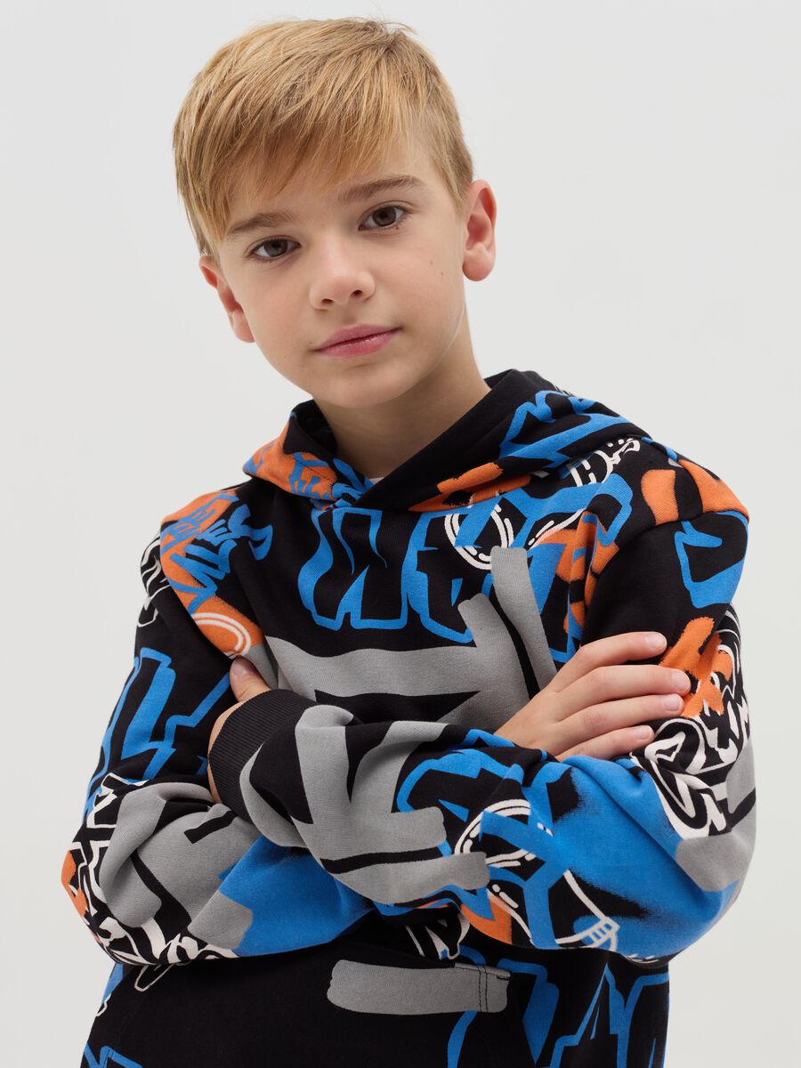 French terry sweatshirt with hood and print_2