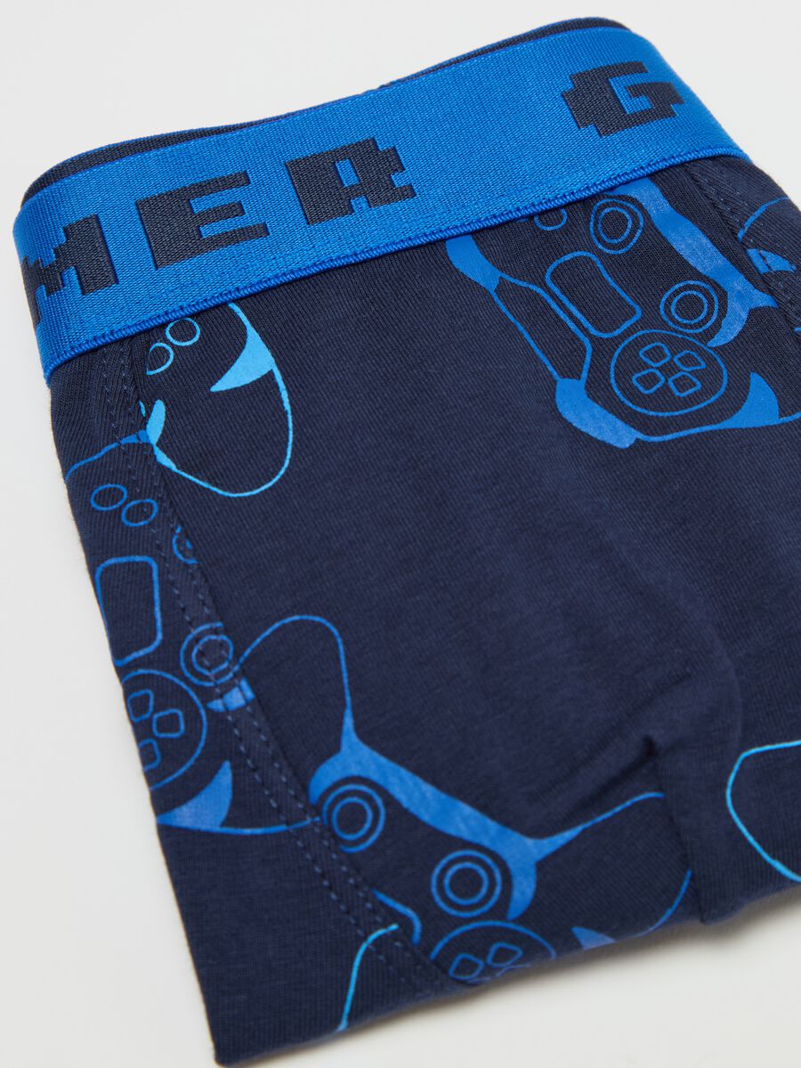 Stretch cotton boxer shorts with games print_3