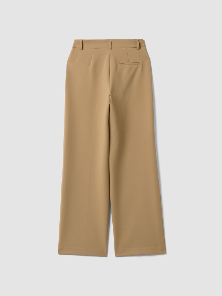 Pantaloni beige dritti in viscosa elasticizzato_5