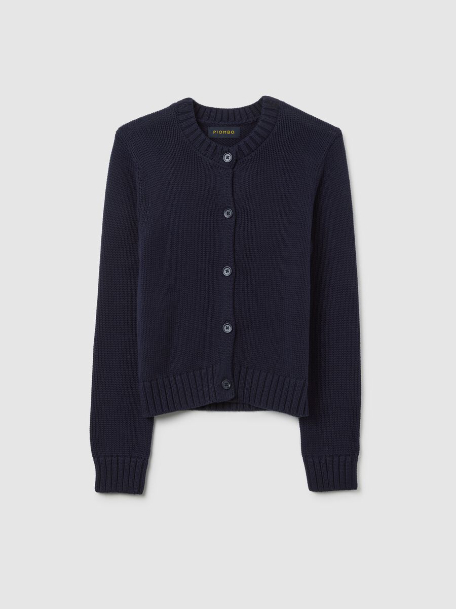 Blue pure cotton regular fit cardigan with buttons_4