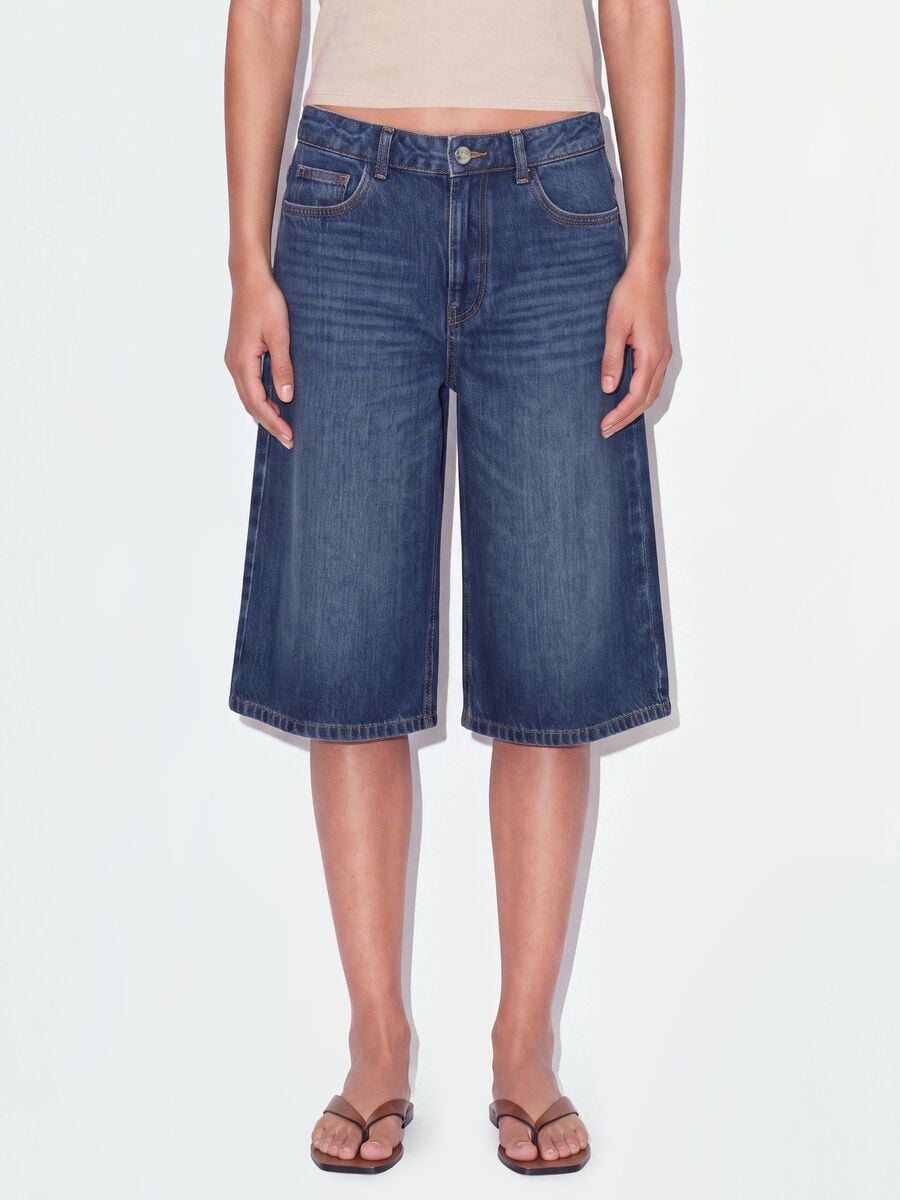 Blue pure cotton baggy denim shorts_1