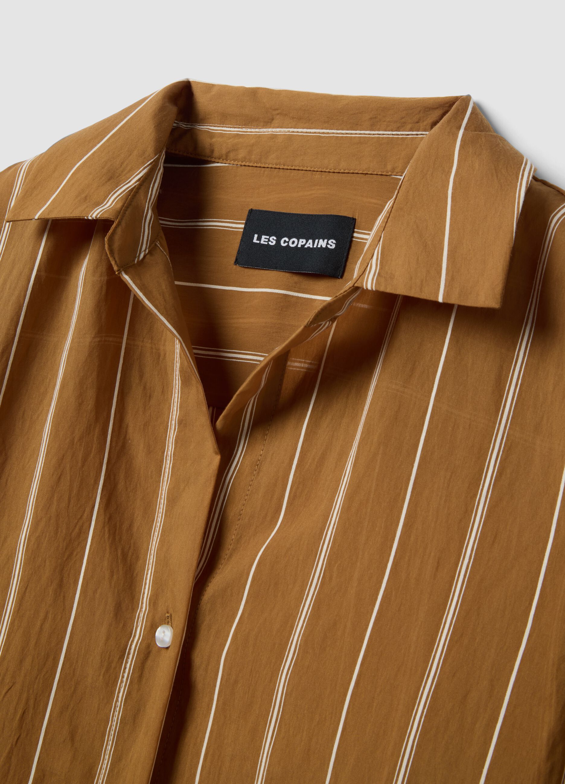 Multicoloured striped regular fit lyocell blend shirt