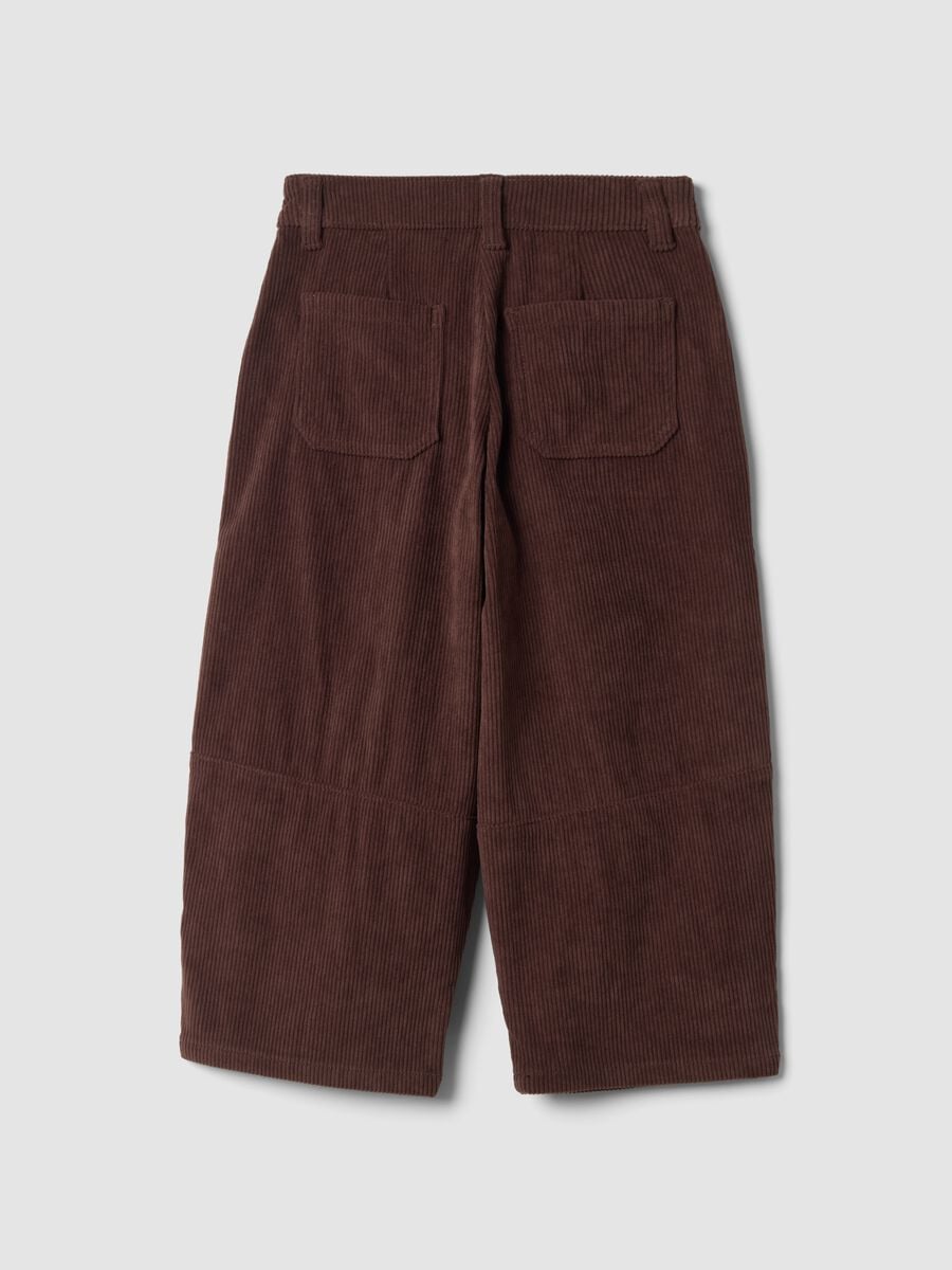 Brown ribbed wide-leg trousers_1
