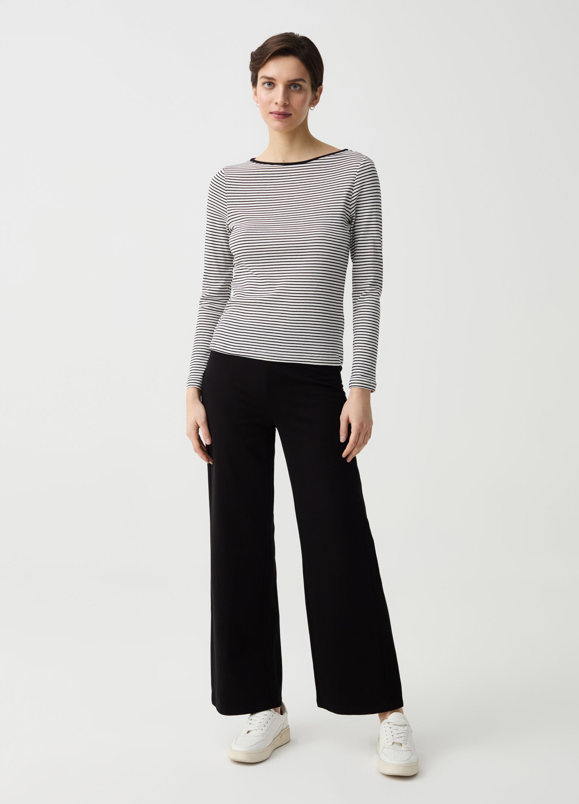 Joggers wide leg in felpa