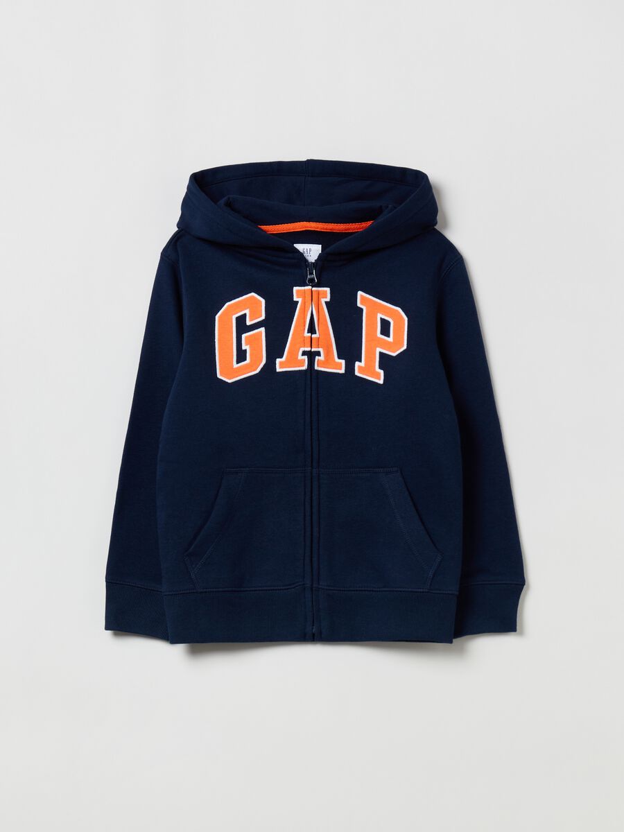 Full-zip fleece sweatshirt with logo embroidery_0