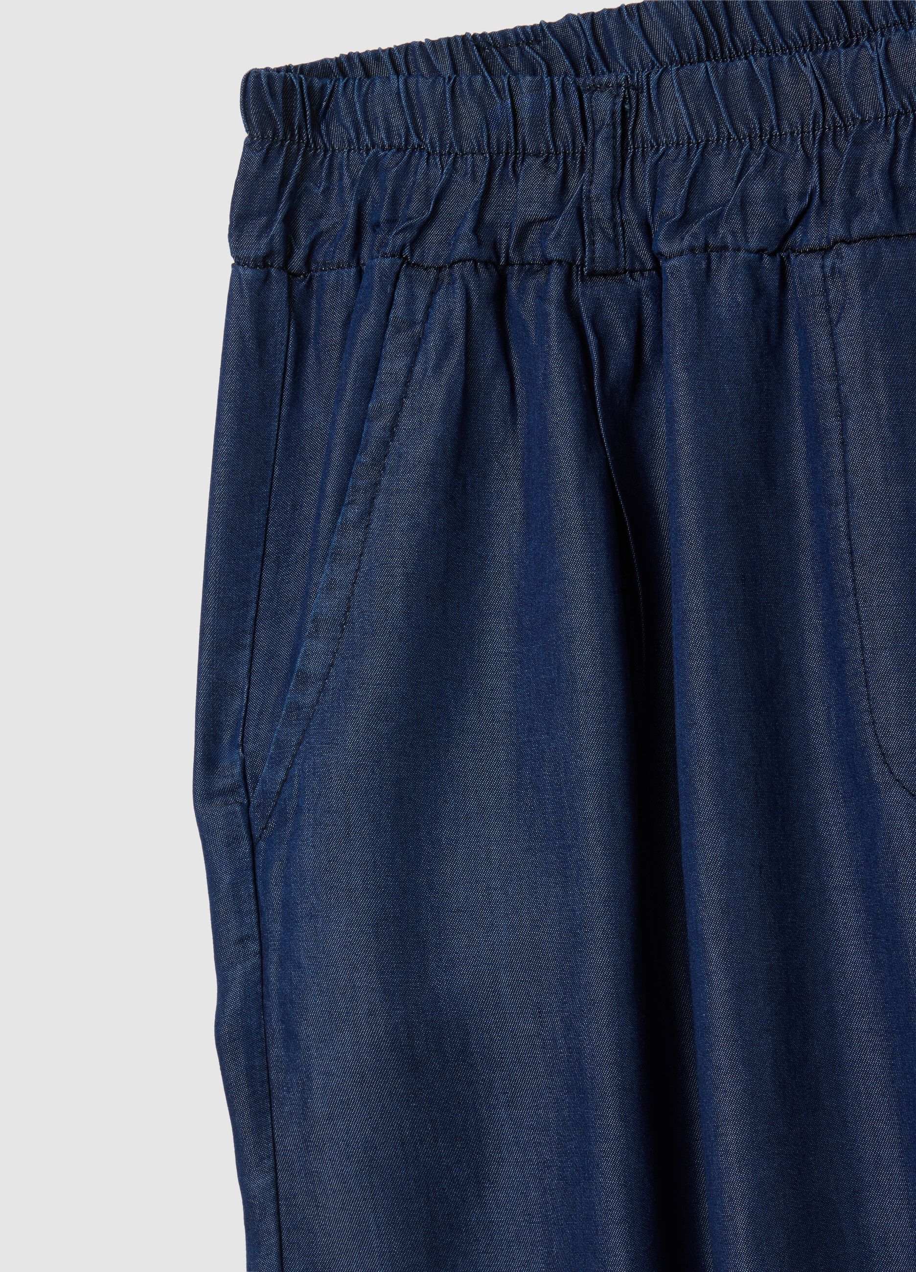 Women's regular fit blue lyocell palazzo trousers
