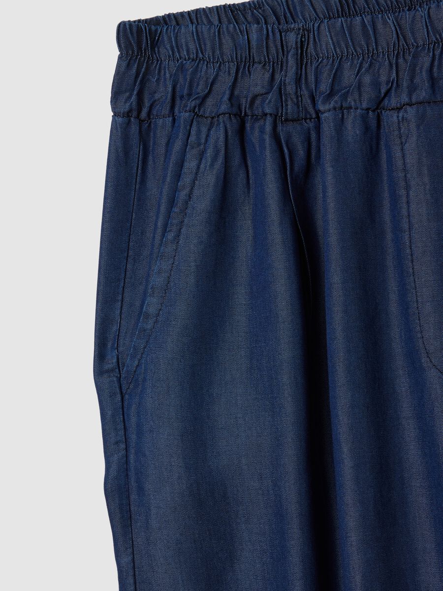 Women's regular fit blue lyocell palazzo trousers_5