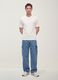 Blue pure cotton wide-leg cargo jeans_0