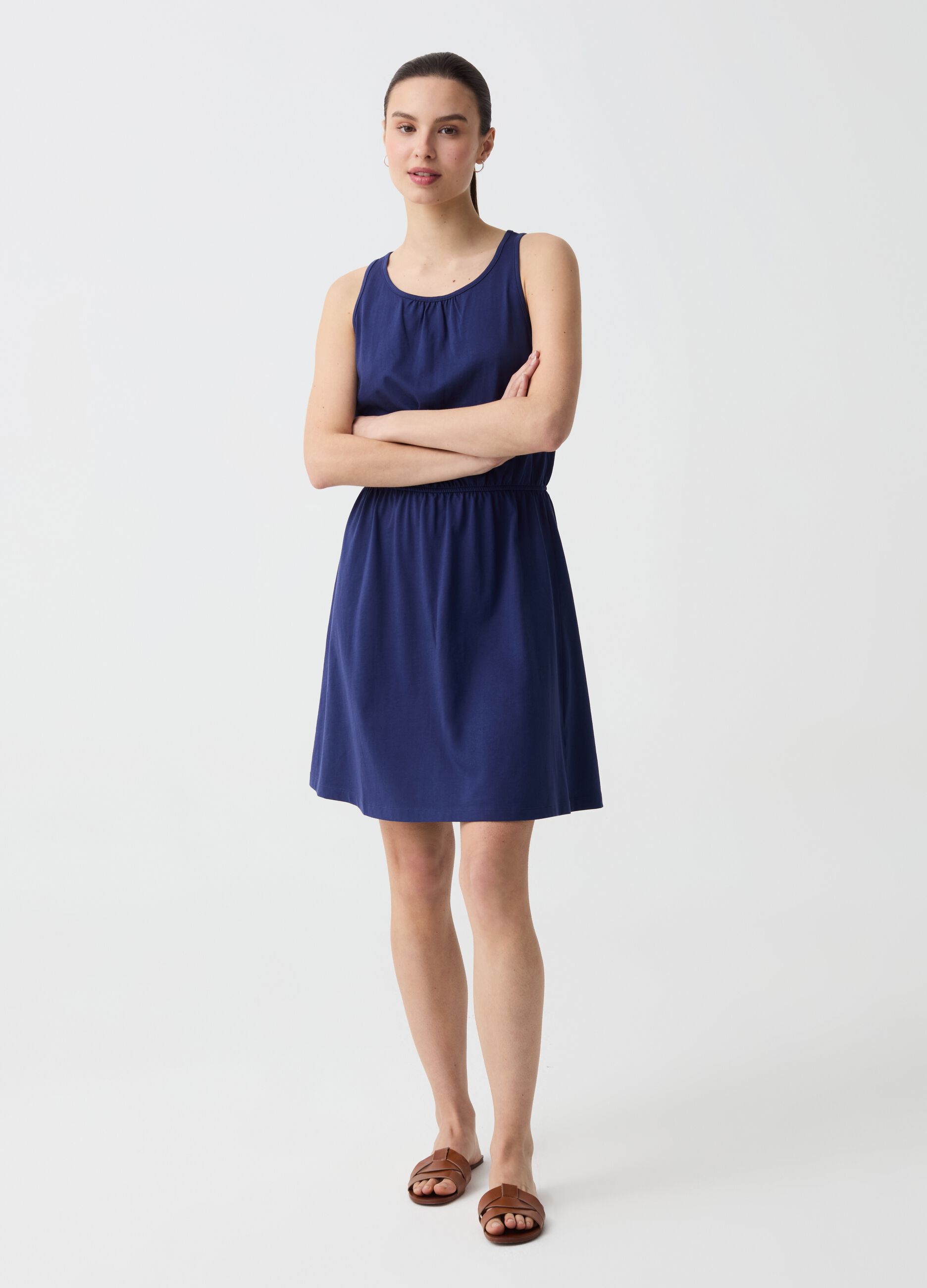 Essential sleeveless dress in cotton