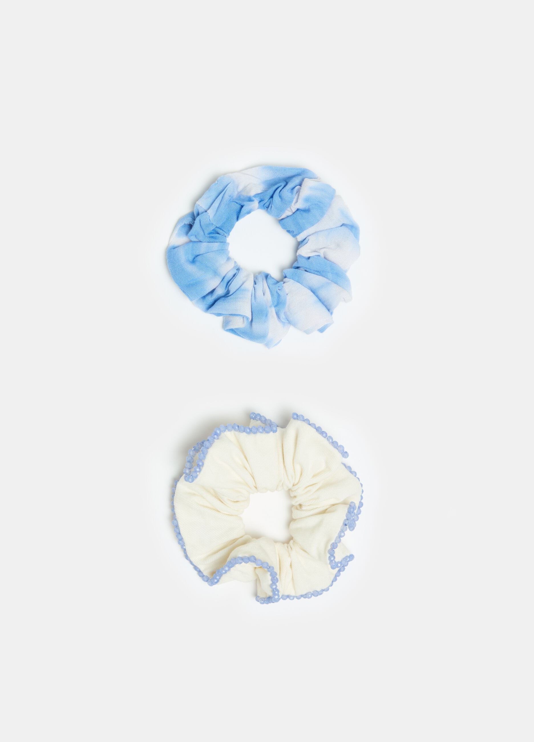 Two-pack hair scrunchies with beads
