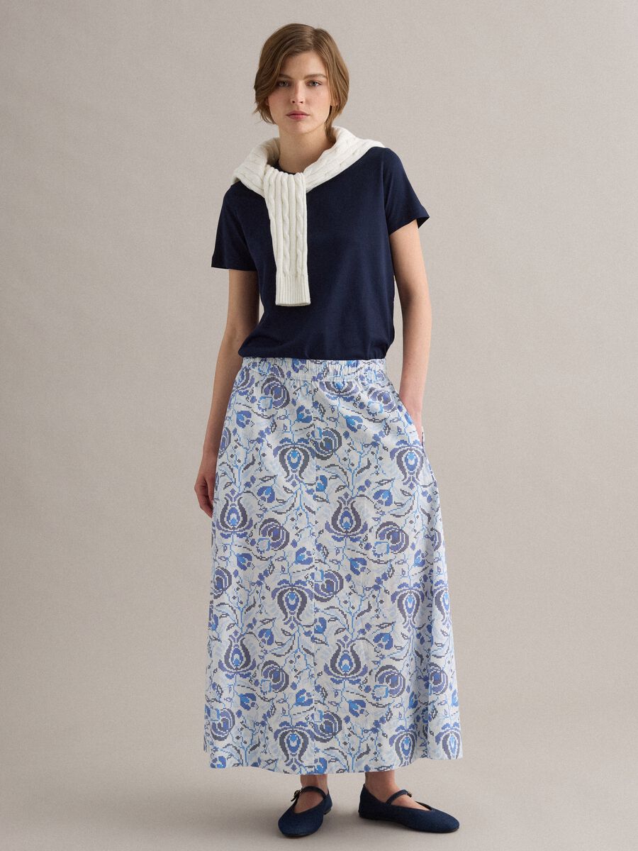 T-shirt blu in puro cotone supima a maniche corte regular fit_2