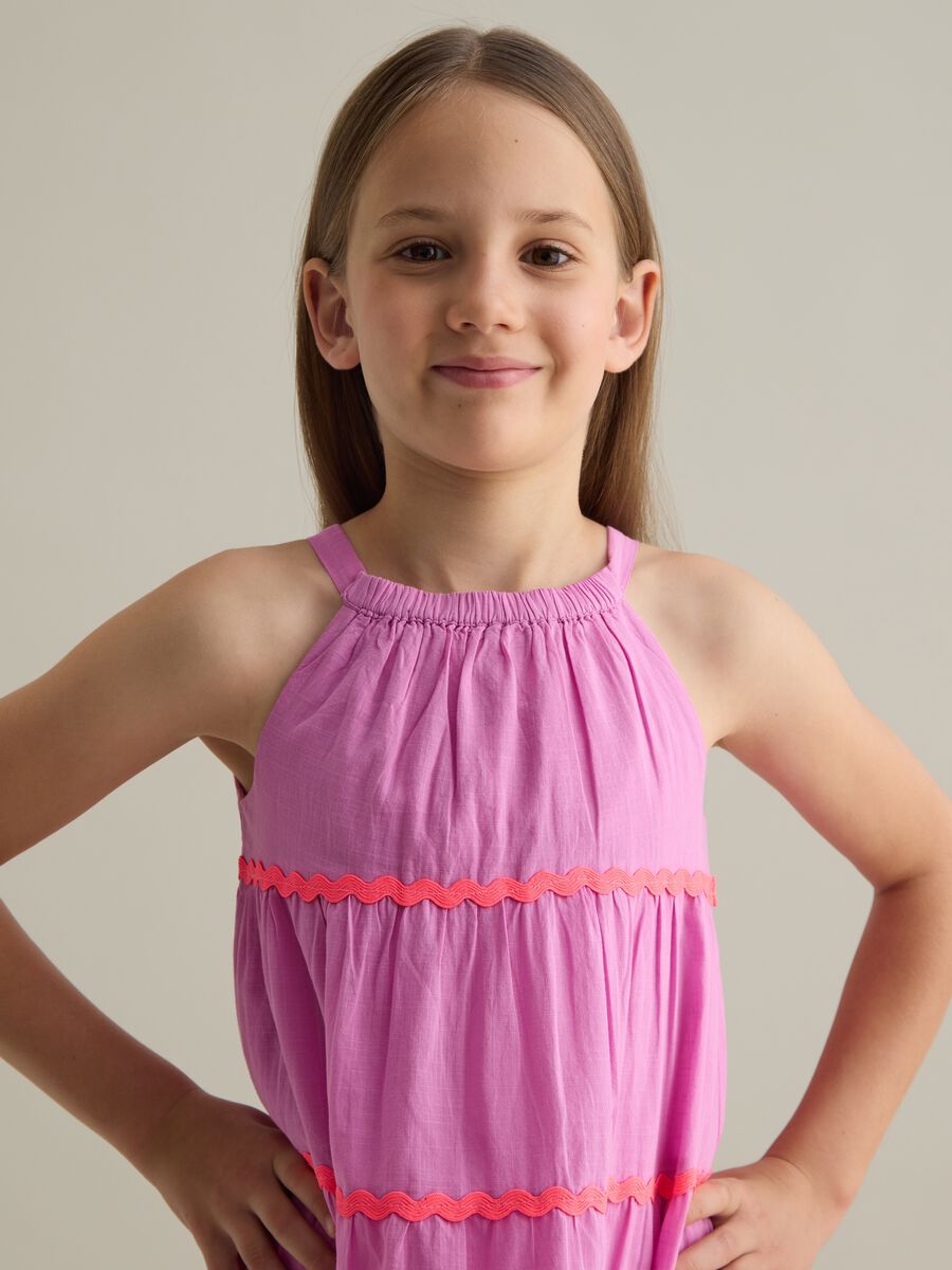 Multicolour cotton baby dress with regular fit and layered ruffles_3