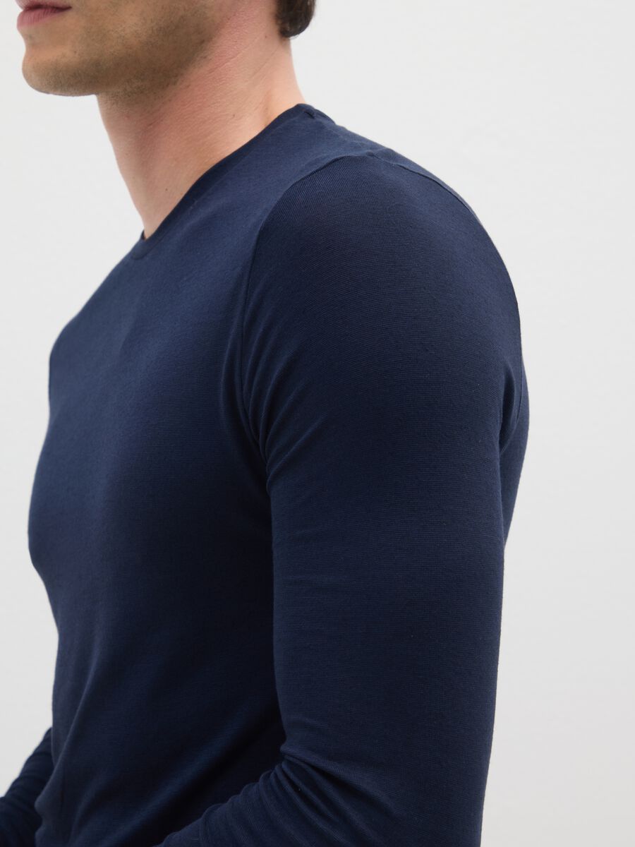 T-shirt premium blu in thermal modal cashmere regular fit_3