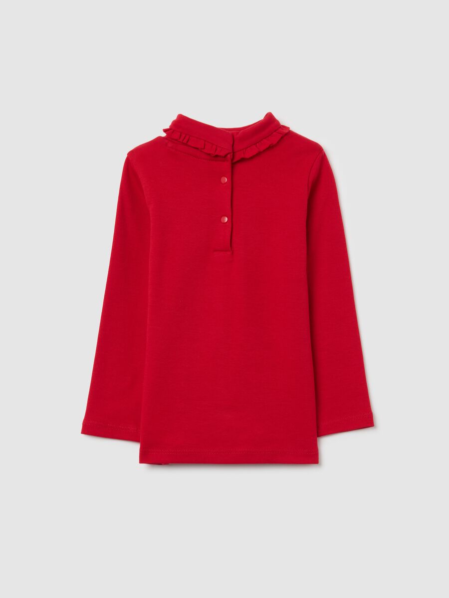 Red pure cotton regular fit toddler girl’s top with ruched collar_1
