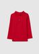 Red pure cotton regular fit toddler girl’s top with ruched collar_1