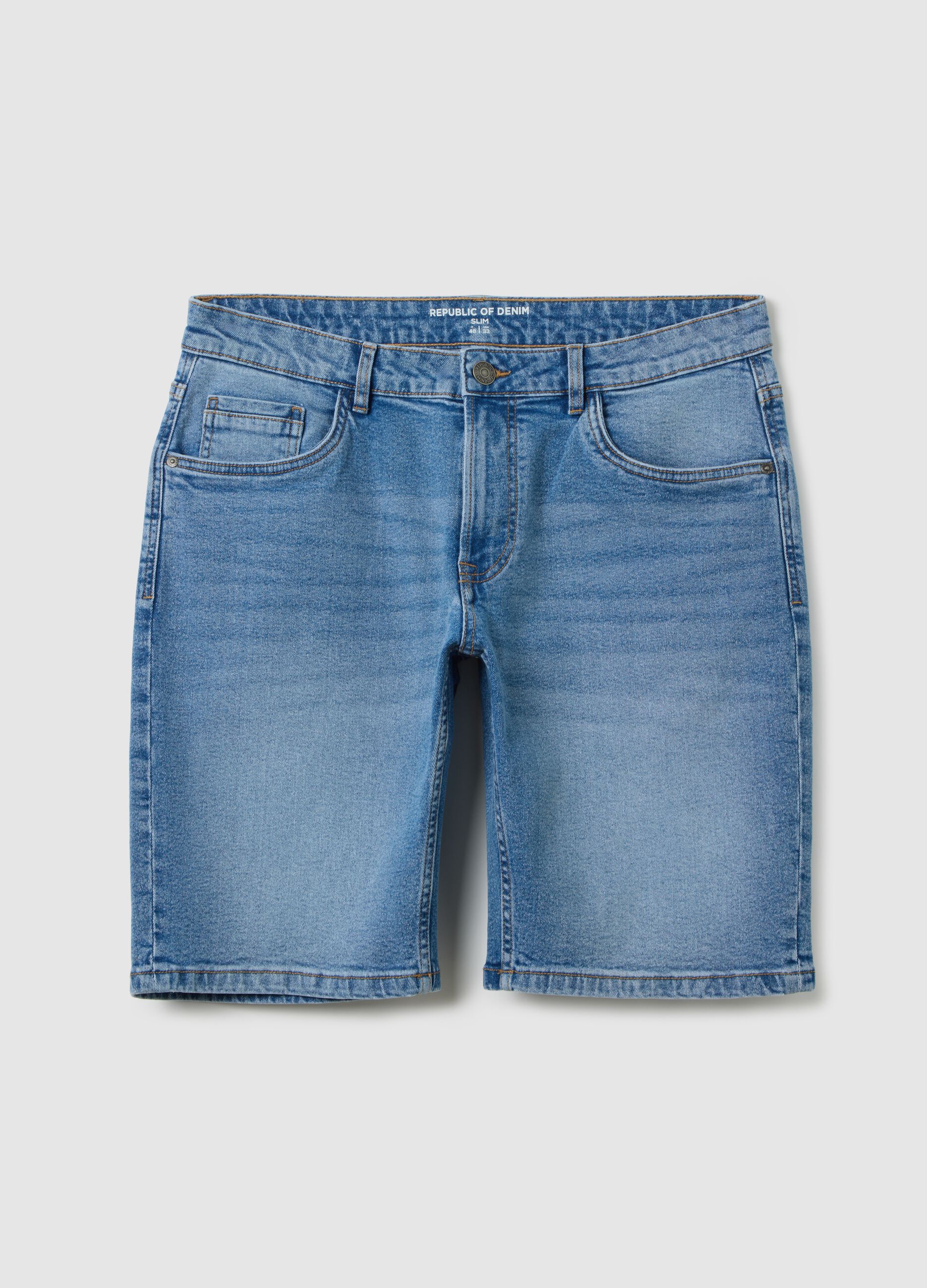 Men's Light Blue Slim Fit Denim Shorts