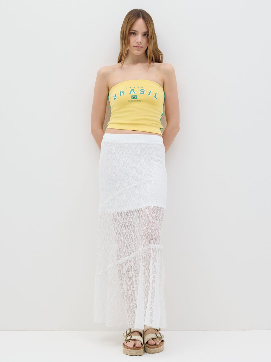 Women’s maxi skirt in white lace with regular fit_0