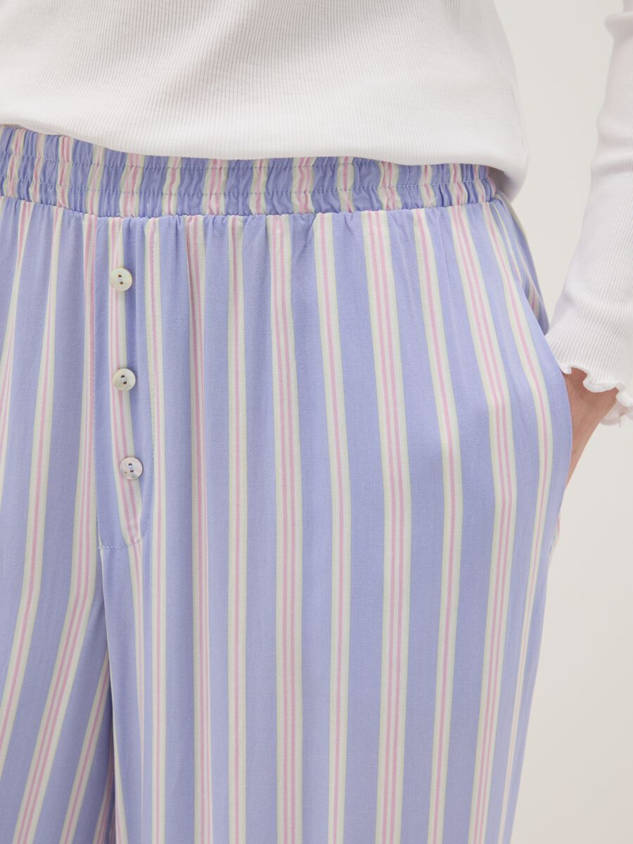 Regular fit multicolour striped trousers in pure viscose_3