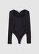 Black stretch fabric bodysuit with fitted fit_4
