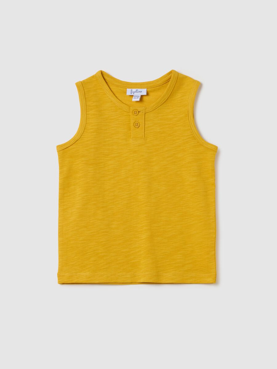 Canotta da bambino in puro cotone gialla regular fit_0