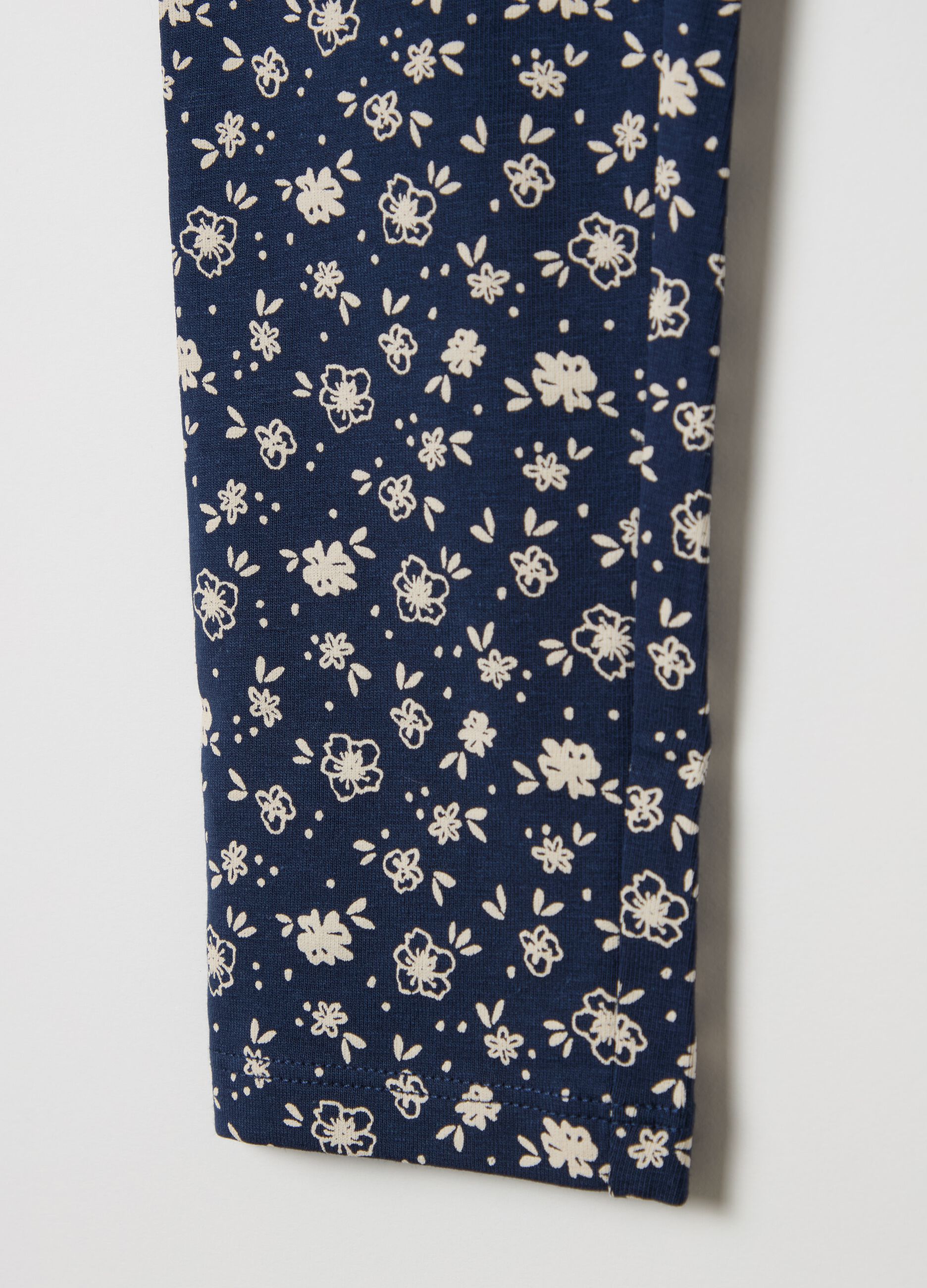 Leggings in stretch cotton with ditsy floral print