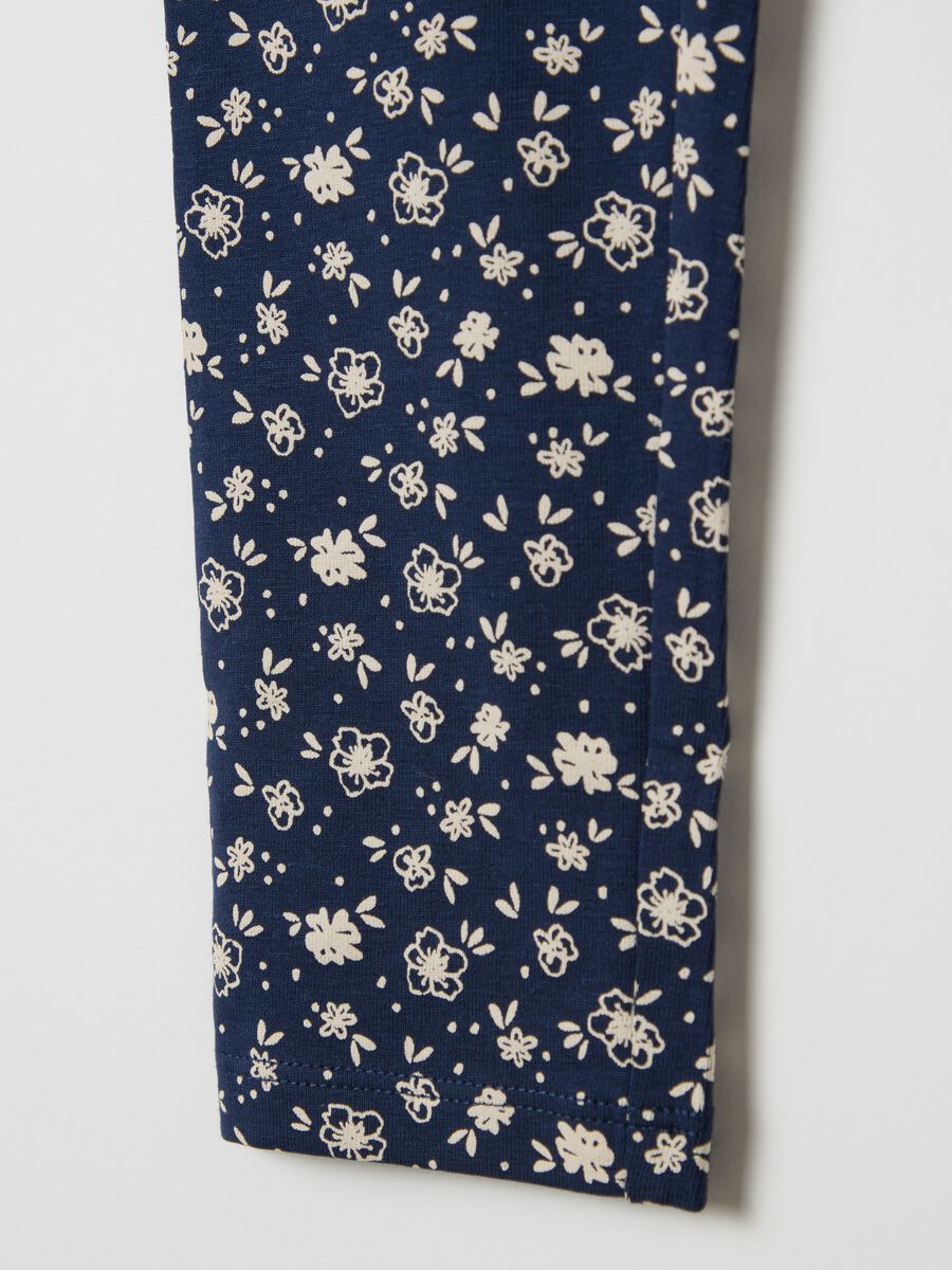 Leggings in stretch cotton with ditsy floral print_3