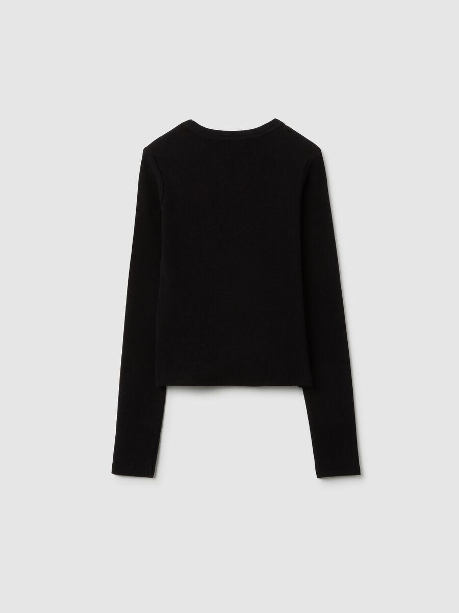 Maglia da ragazza in misto cotone elasticizzato nera regular fit_1