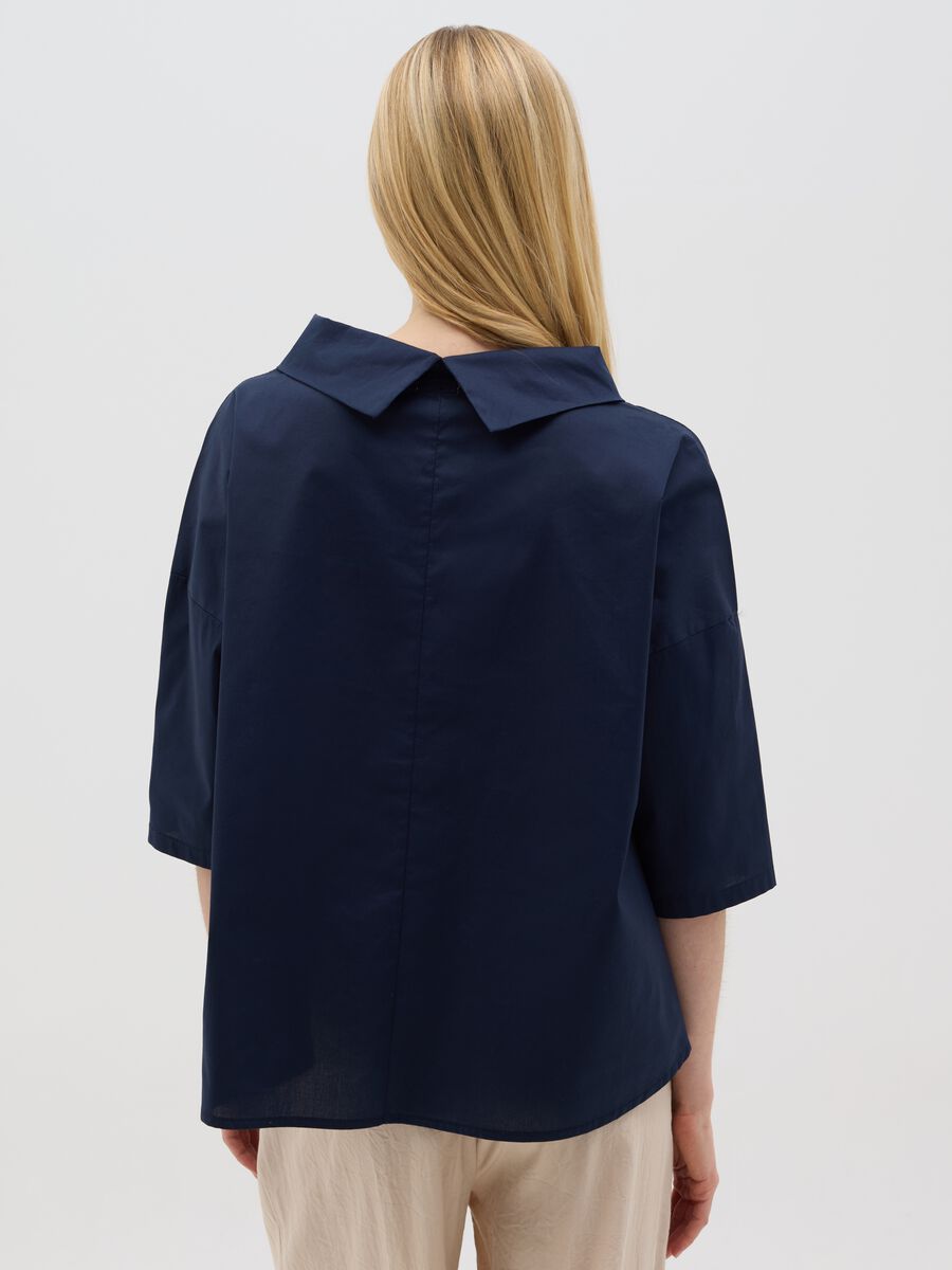 Long Sleeve Blue Top with Soft Neckline Hybrid_2