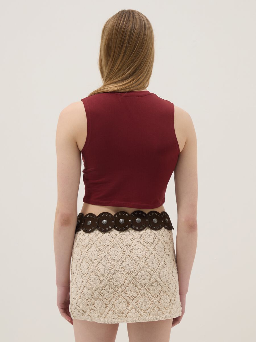 Tank top in cotone elasticizzato rosso regular fit con frase_3