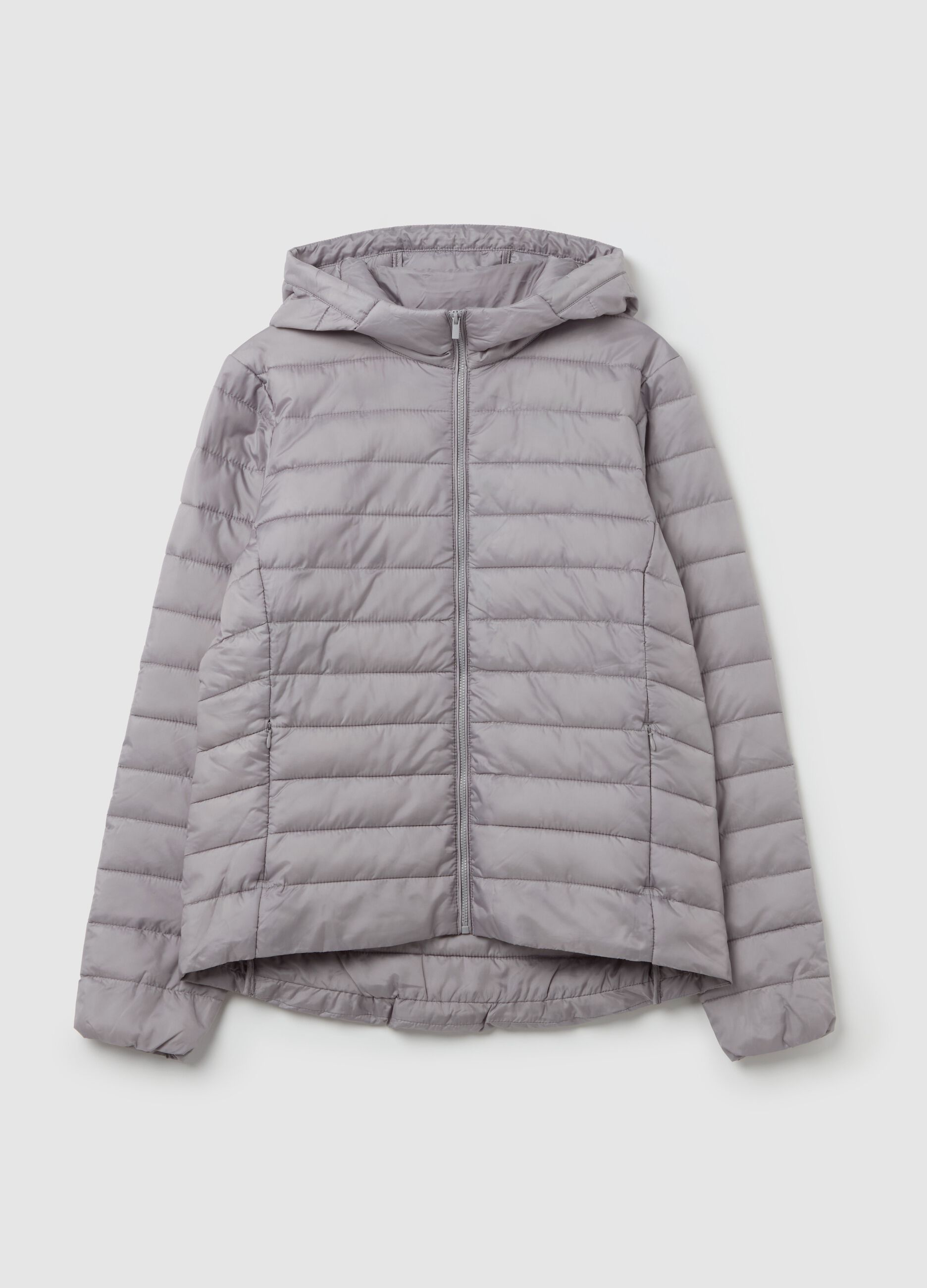 Piumino corto ultralight con cappuccio e zip