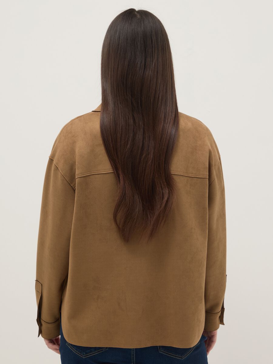 Brown regular fit jacket with collar and buttons_2