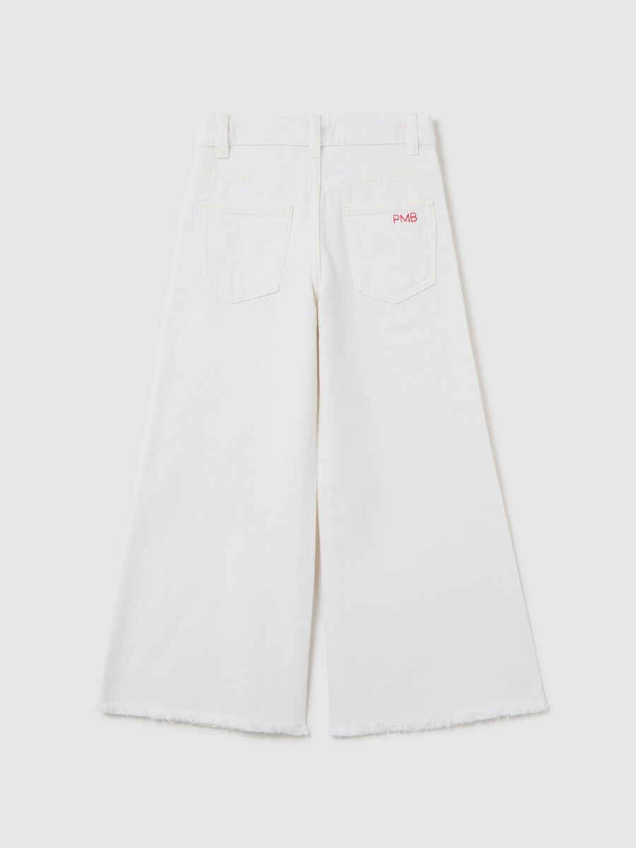 Palazzo jeans with five pockets and logo embroidery_4