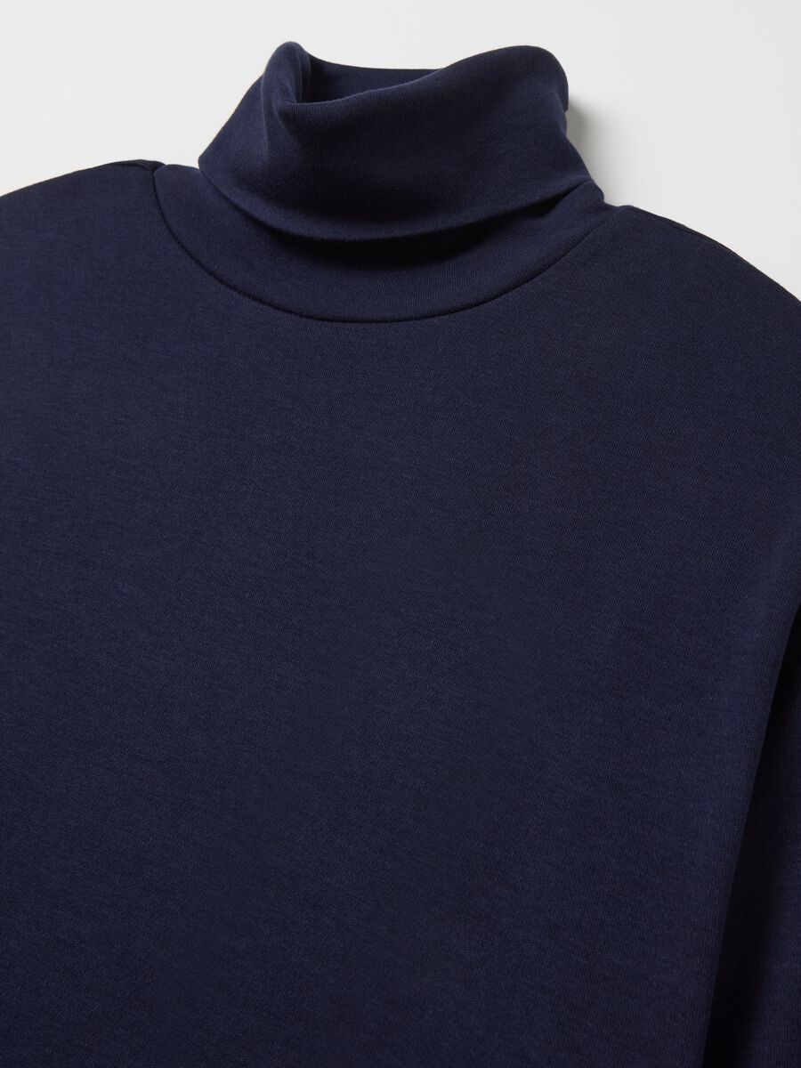 Interlock cotton T-shirt with high neck_5