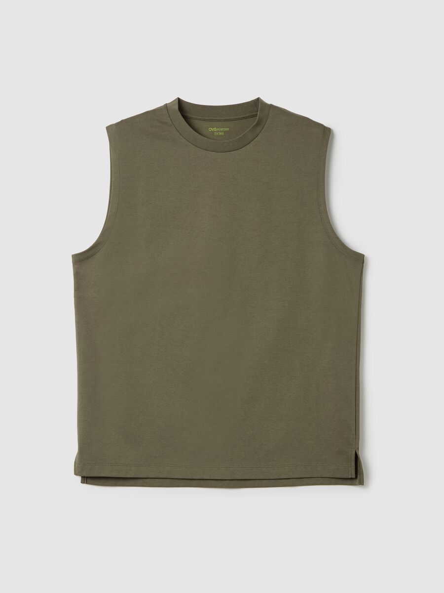 Men's Green Cotton Blend Relaxed Fit Tank Top_4