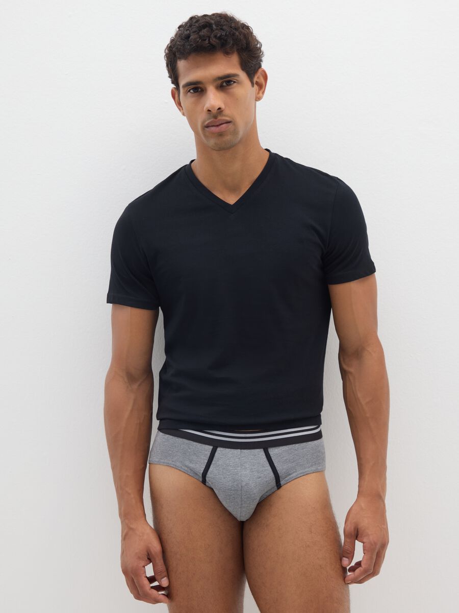 Set of multicolour regular fit cotton stretch brief tripack_0