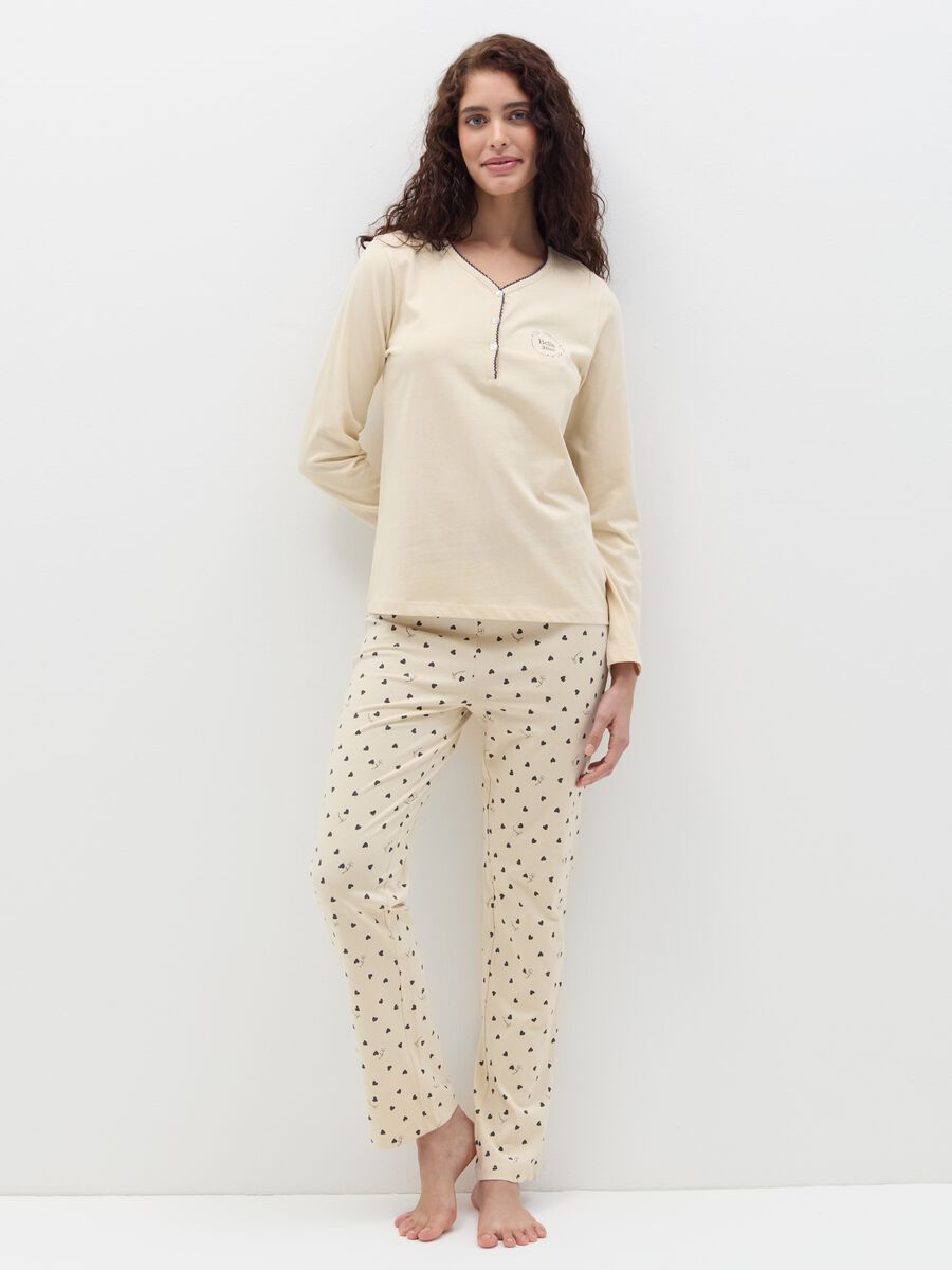 Pyjama bottoms with hearts and contrasting elastic_0