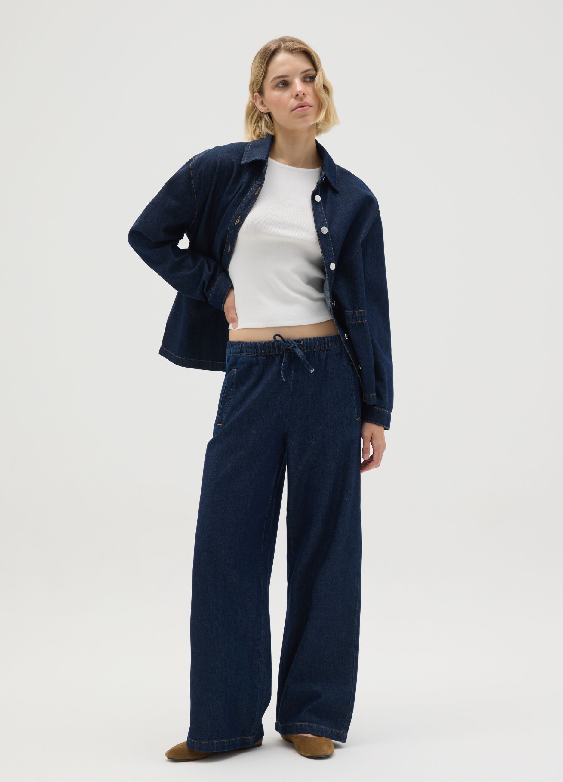 Women's Regular Fit Pure Cotton Denim Trousers