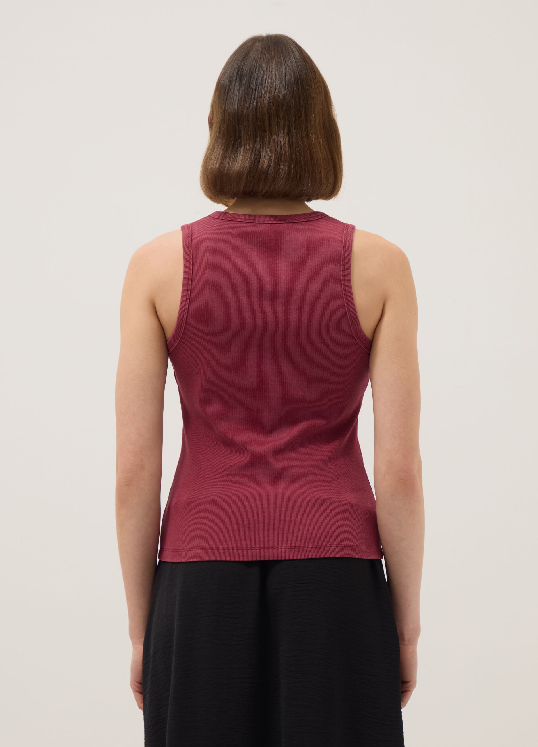 Red stretch cotton vest top, regular fit