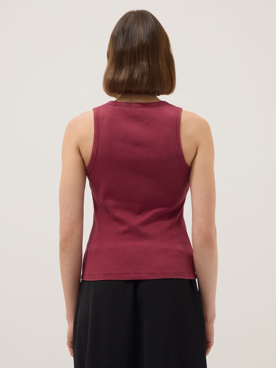 Red stretch cotton vest top, regular fit_2
