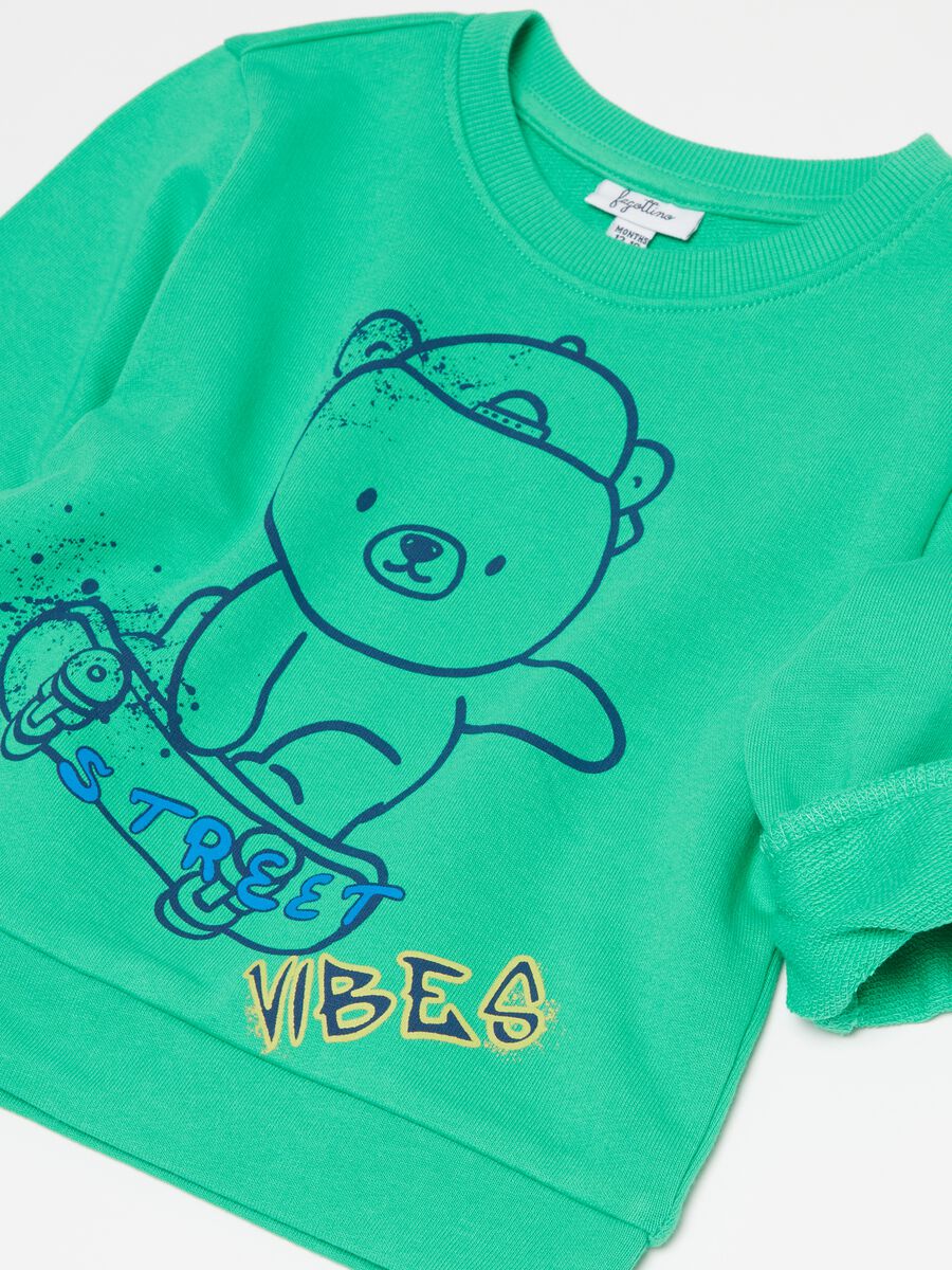 French terry sweatshirt with teddy bear print_2