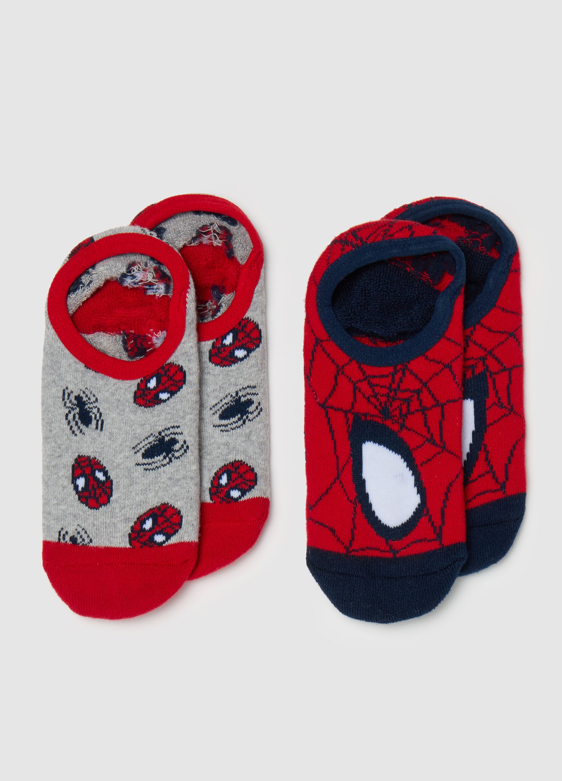 Two-pair pack slipper socks with Spider-Man design