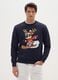 Blue Cotton Blend Sweatshirt Regular Fit with Christmas Print_0