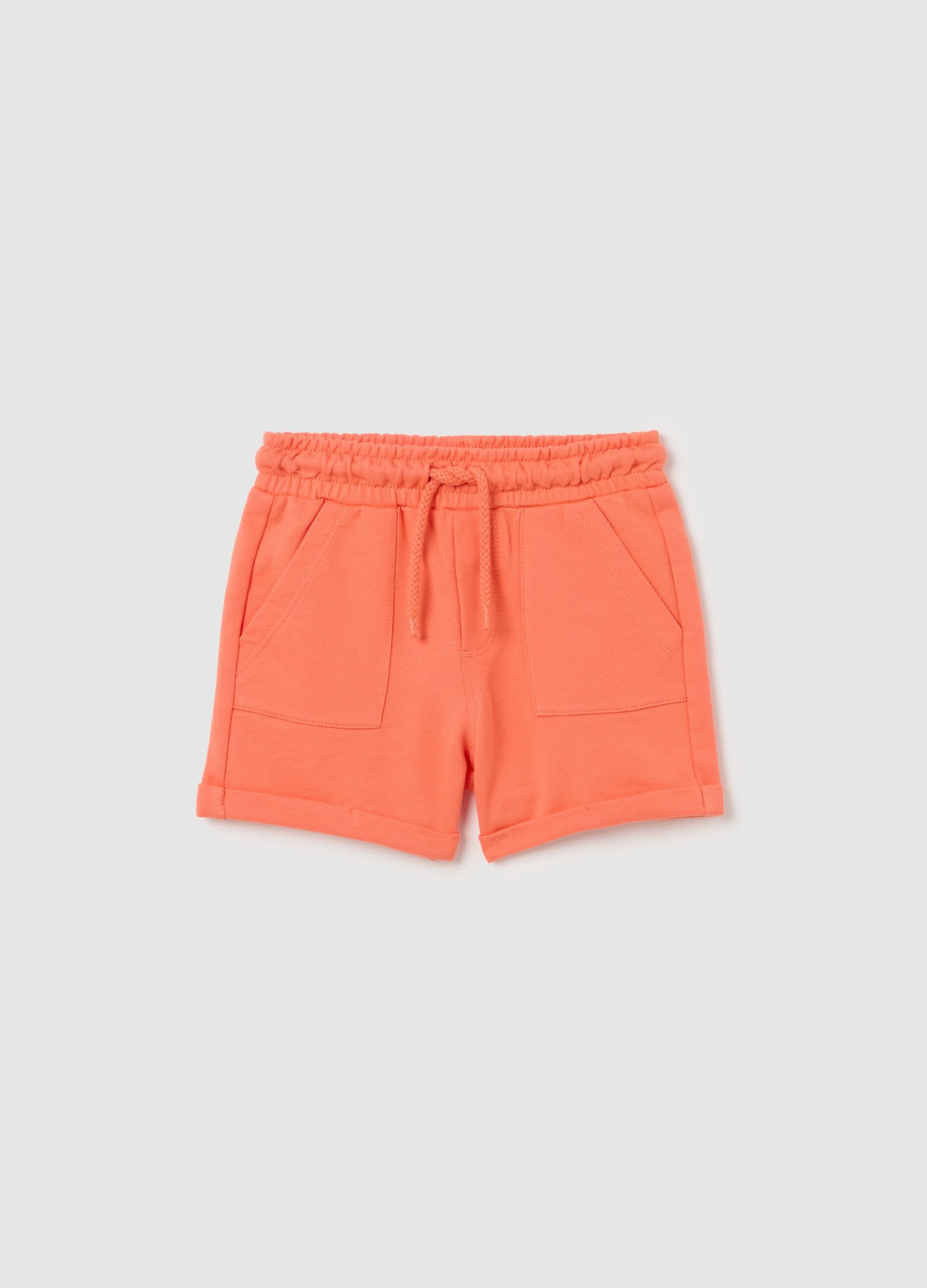 Bermuda shorts in French terry with drawstring