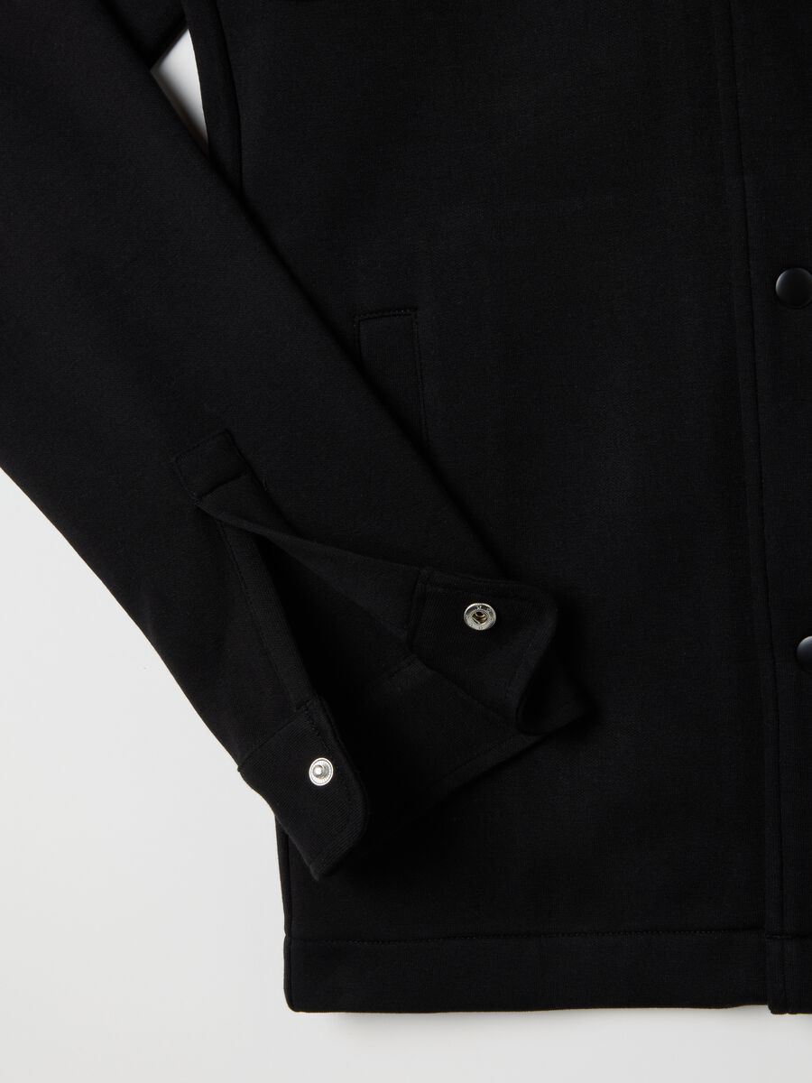 Black cotton blend sweatshirt with buttons_5